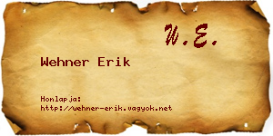 Wehner Erik névjegykártya